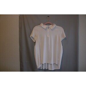 Athleta Girl Quarter Zip Shirt. White, Size XXL/16. Pleated Back